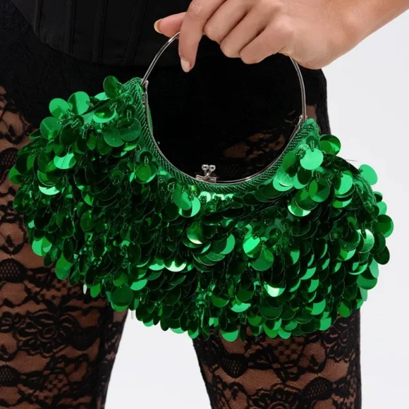 Akira Green With Envy Sequin Purse Women's Bag Irish St. Patrick’s Day Patty’s - Picture 2 of 3